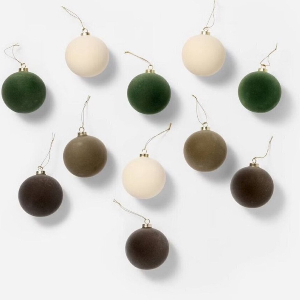 Elegant Ornament Set in Green and Cream studio McGee 11 ct